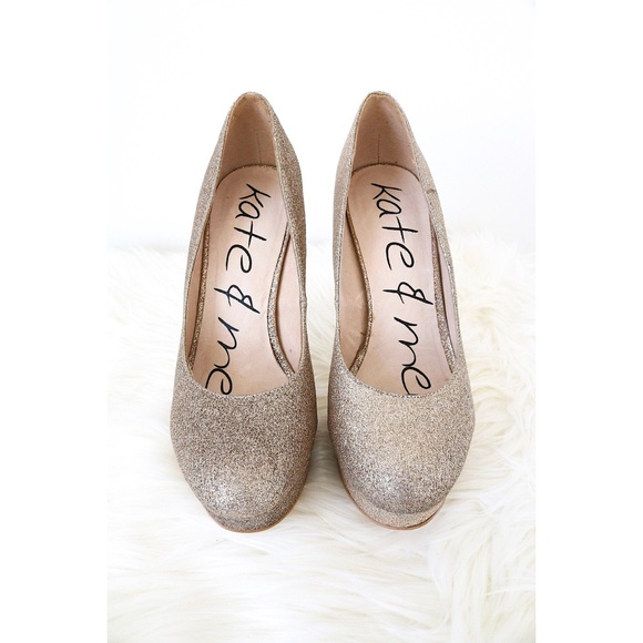 Town Shoes Gold Glittery Platform Heels - Picture 2 of 8